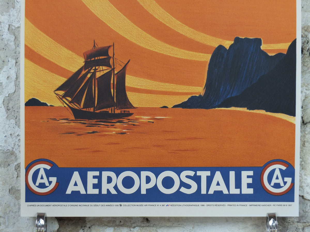 1988 Air France Aeropostale Poster, "The fastest and most economical" 1930, from the Air France Museum, Aviation, travel wall art decor