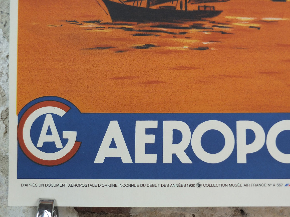 1988 Air France Aeropostale Poster, "The fastest and most economical" 1930, from the Air France Museum, Aviation, travel wall art decor