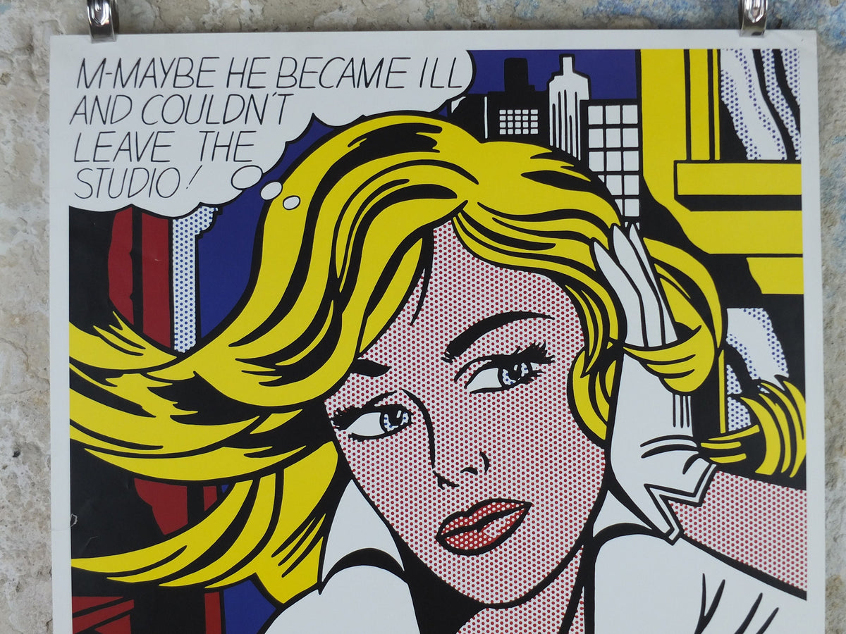 2000s Roy Lichtenstein Poster, "M-Maybe" 1965, Museum Ludwig Koln, Maybe in Cologne, Gallery Exhibition wall art decor and memorabilia