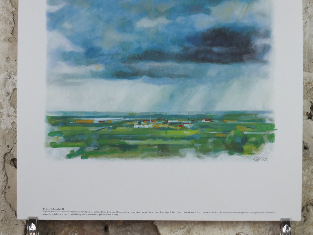 1992 Rain & Life Poster, Regn and Liv, Environmental Danish Design, by Peter Nielsen for Danfoss, Scandanavian wall art decor