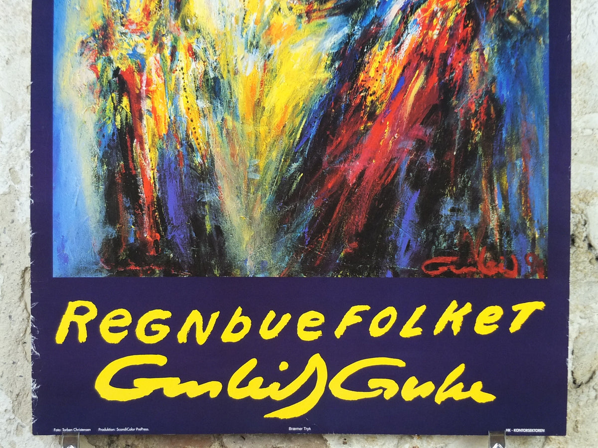 1994 Rainbow People Poster, Regnbue Folket, regnbuefolket, colourful Danish and Scandanavian design, wall art decor