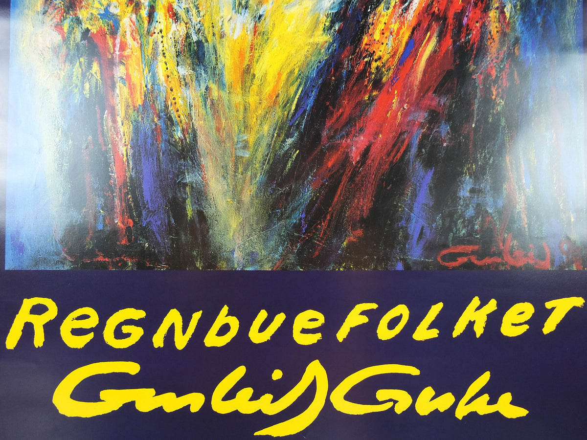 1994 Rainbow People Poster, Regnbue Folket, regnbuefolket, colourful Danish and Scandanavian design, wall art decor