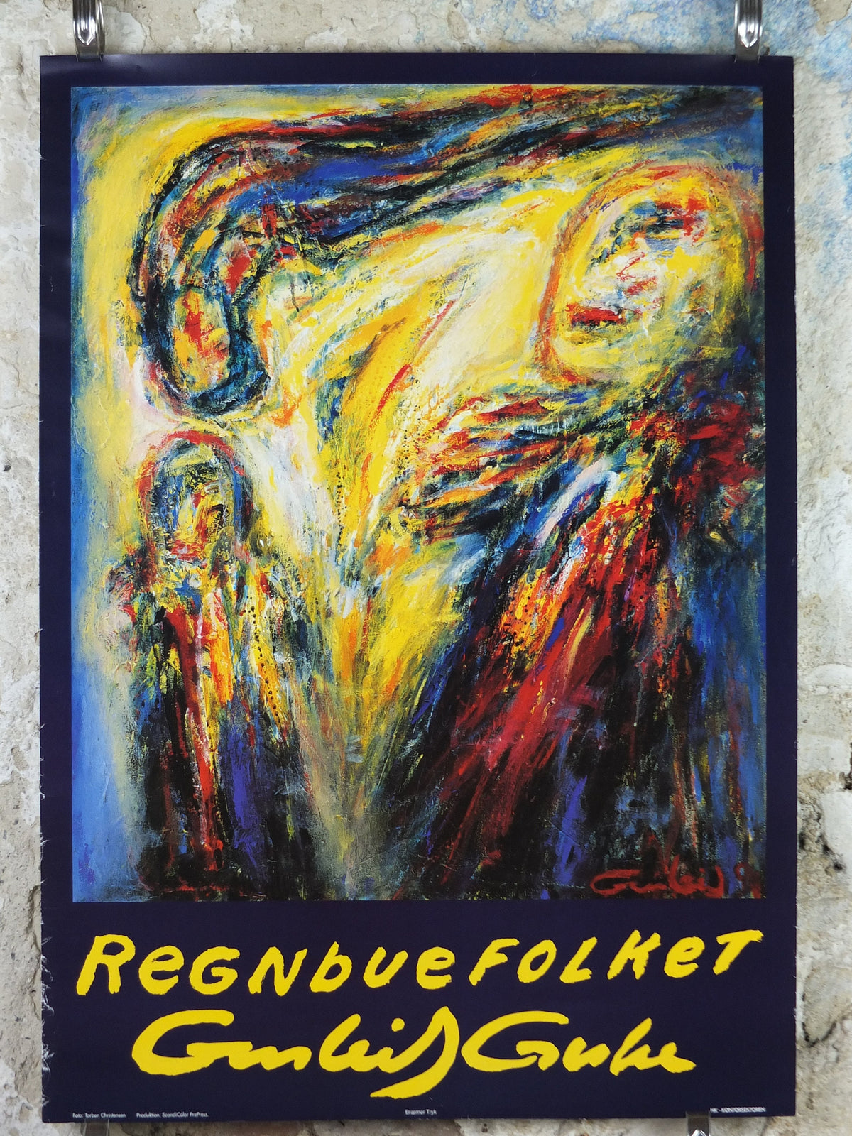 1994 Rainbow People Poster, Regnbue Folket, regnbuefolket, colourful Danish and Scandanavian design, wall art decor