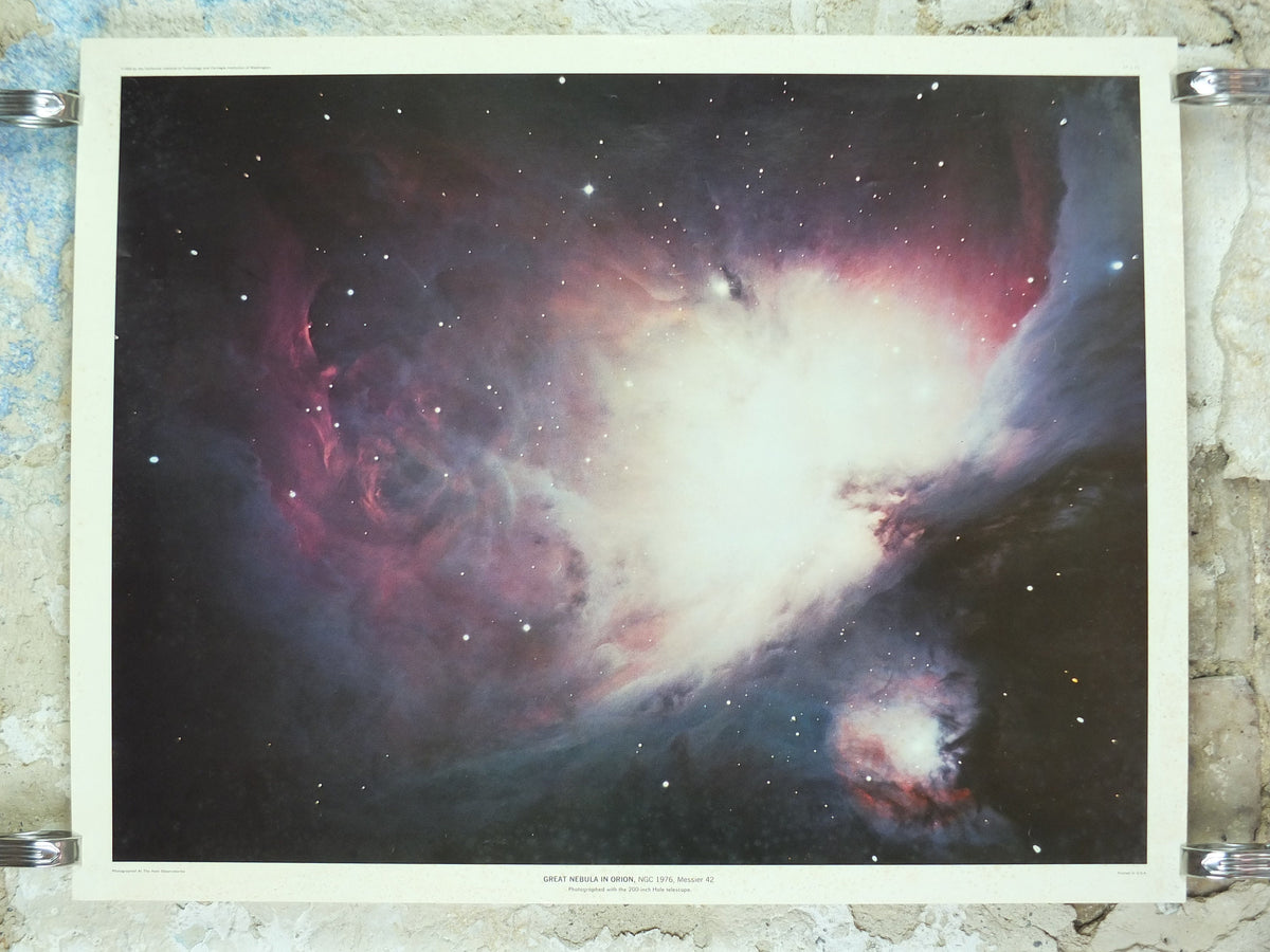 1959 Great Nebula in Orion Poster, NGC 1976 California Institute of Technology and Carnegie Institution, Hale Observatories, wall art decor