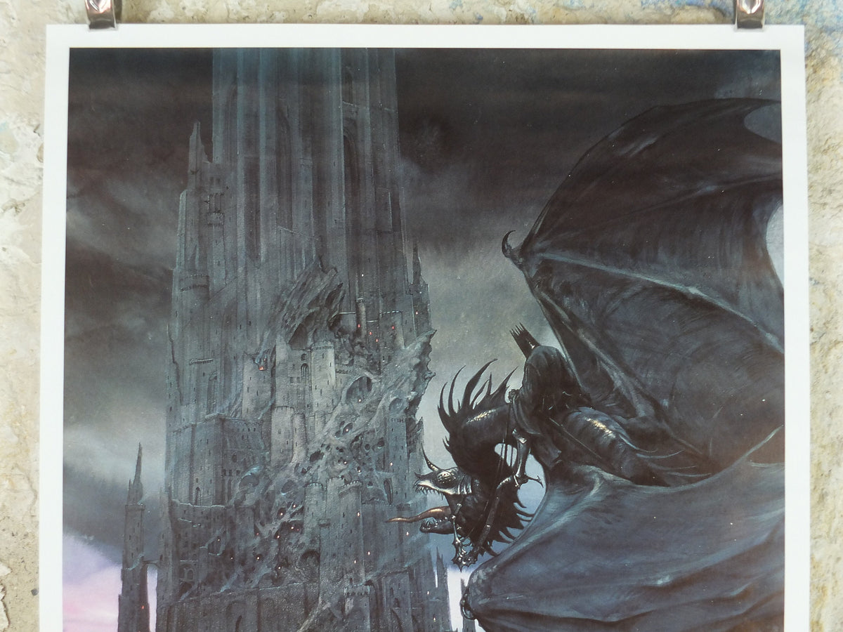 1996 The Dark Tower and Nazgul Poster, by John Howe, from 999 Games, Ringwraiths, Middle Earth, Lord of the Rings, print wall art decor