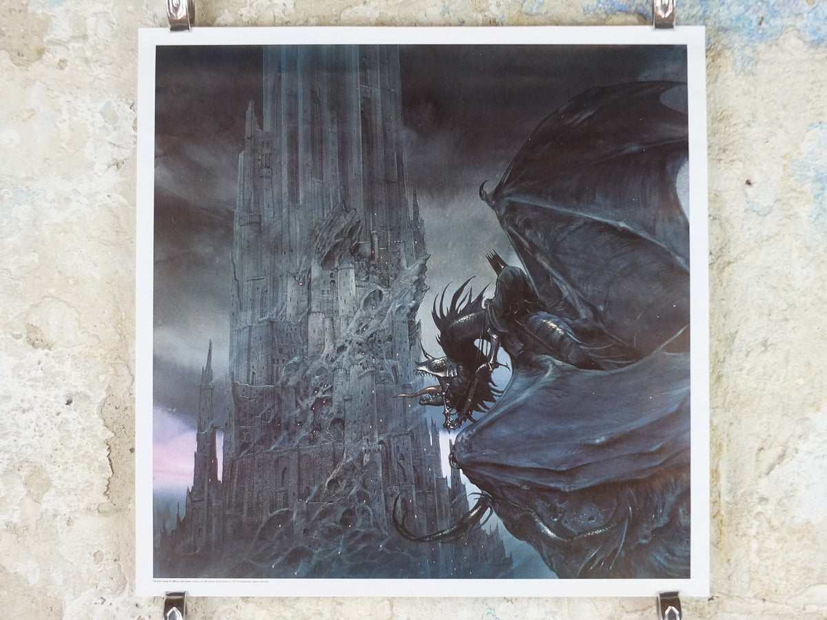 1996 The Dark Tower and Nazgul Poster, by John Howe, from 999 Games, Ringwraiths, Middle Earth, Lord of the Rings, print wall art decor