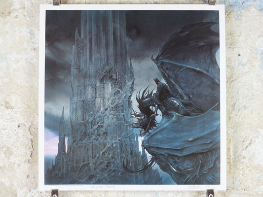 Signed John Howe Dark Tower and Nazgul Poster 1996, from 999 Games, Limited Edition 53/166, Lord of the Rings, print wall art decor