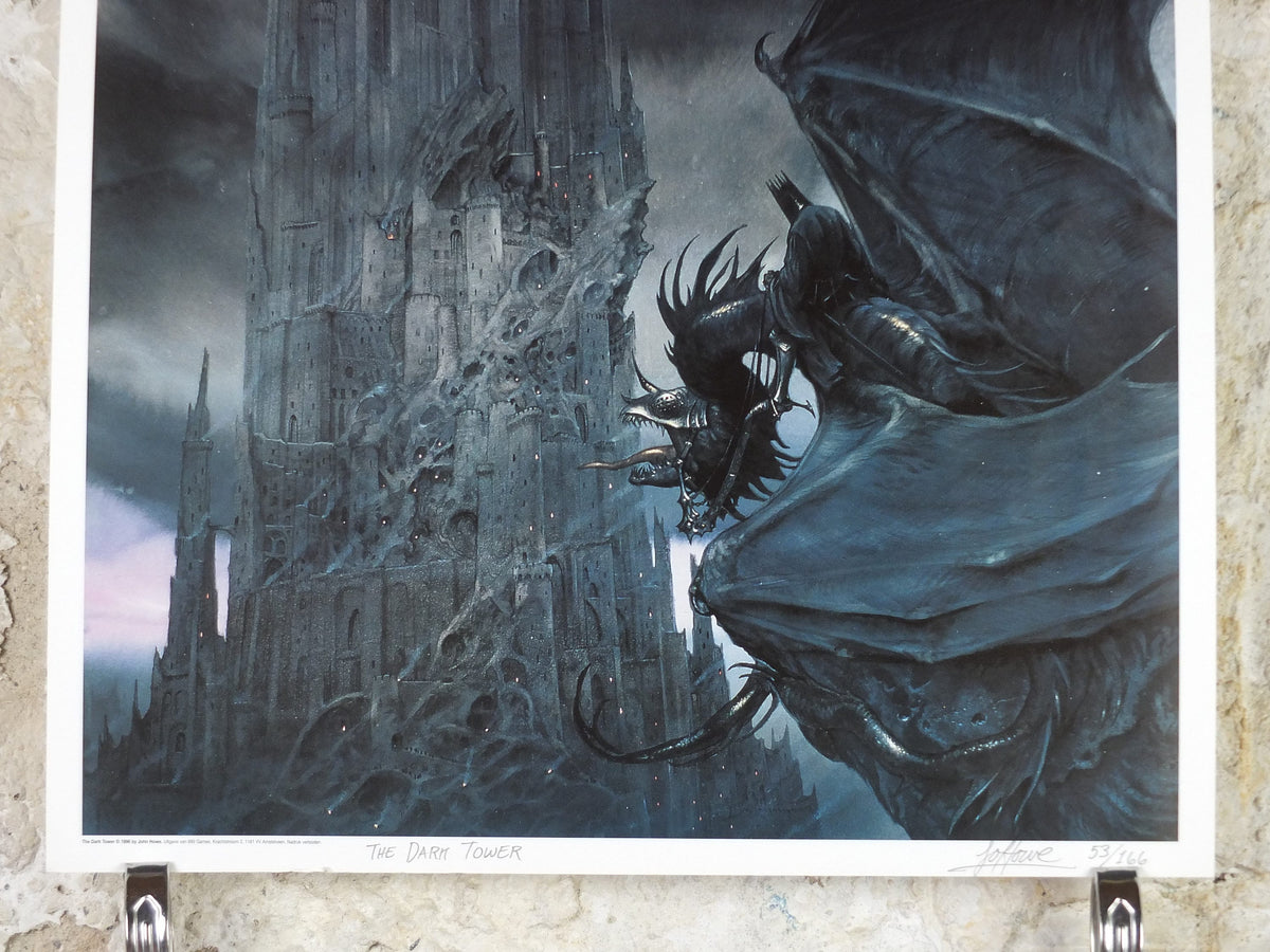 Signed John Howe Dark Tower and Nazgul Poster 1996, from 999 Games, Limited Edition 118/166, Lord of the Rings, print wall art decor