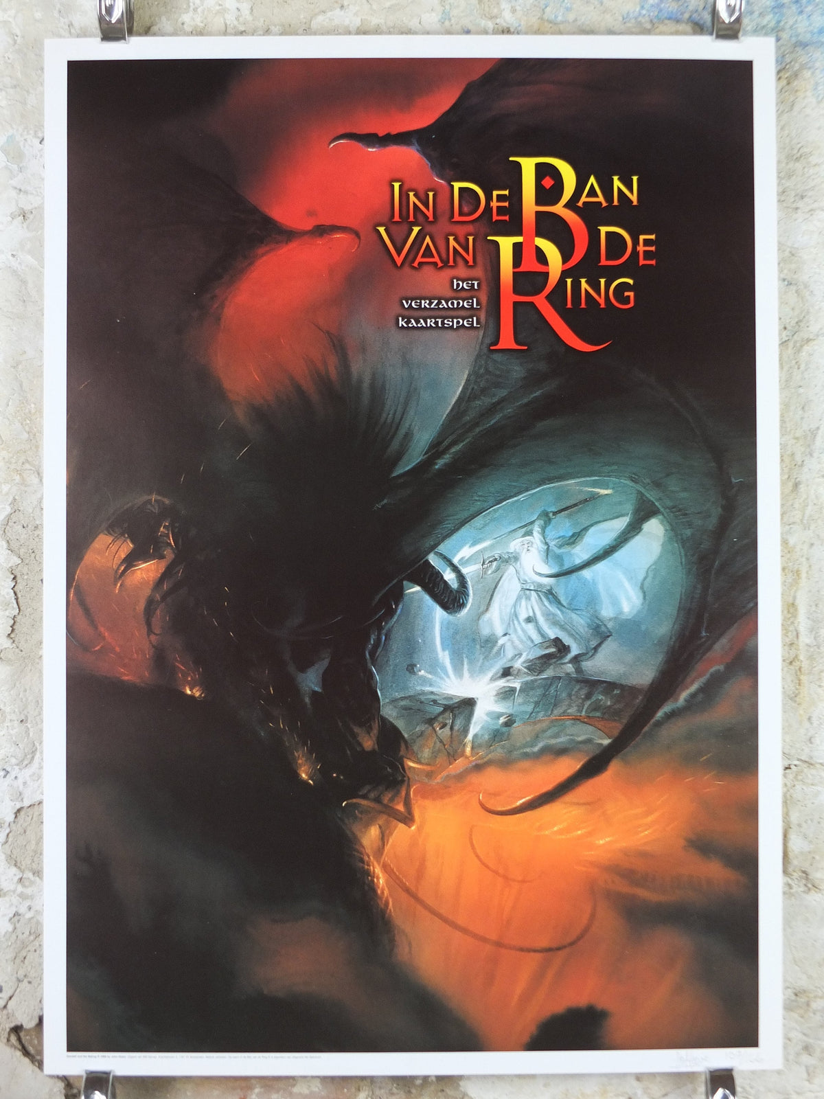 Signed John Howe Dark Tower and Nazgul Poster 1996, from 999 Games, Limited Edition 53/166, Lord of the Rings, print wall art decor