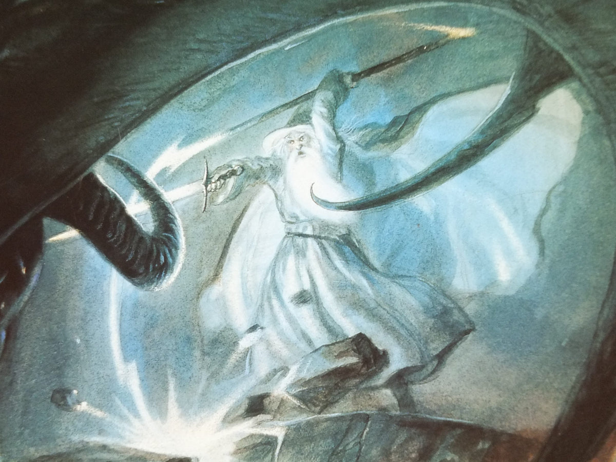 Signed Balrog and Gandalf Poster, by John Howe 1996, Limited Edition 107/166, from 999 Games, Khazad-dum, Lord of the Rings, wall art decor