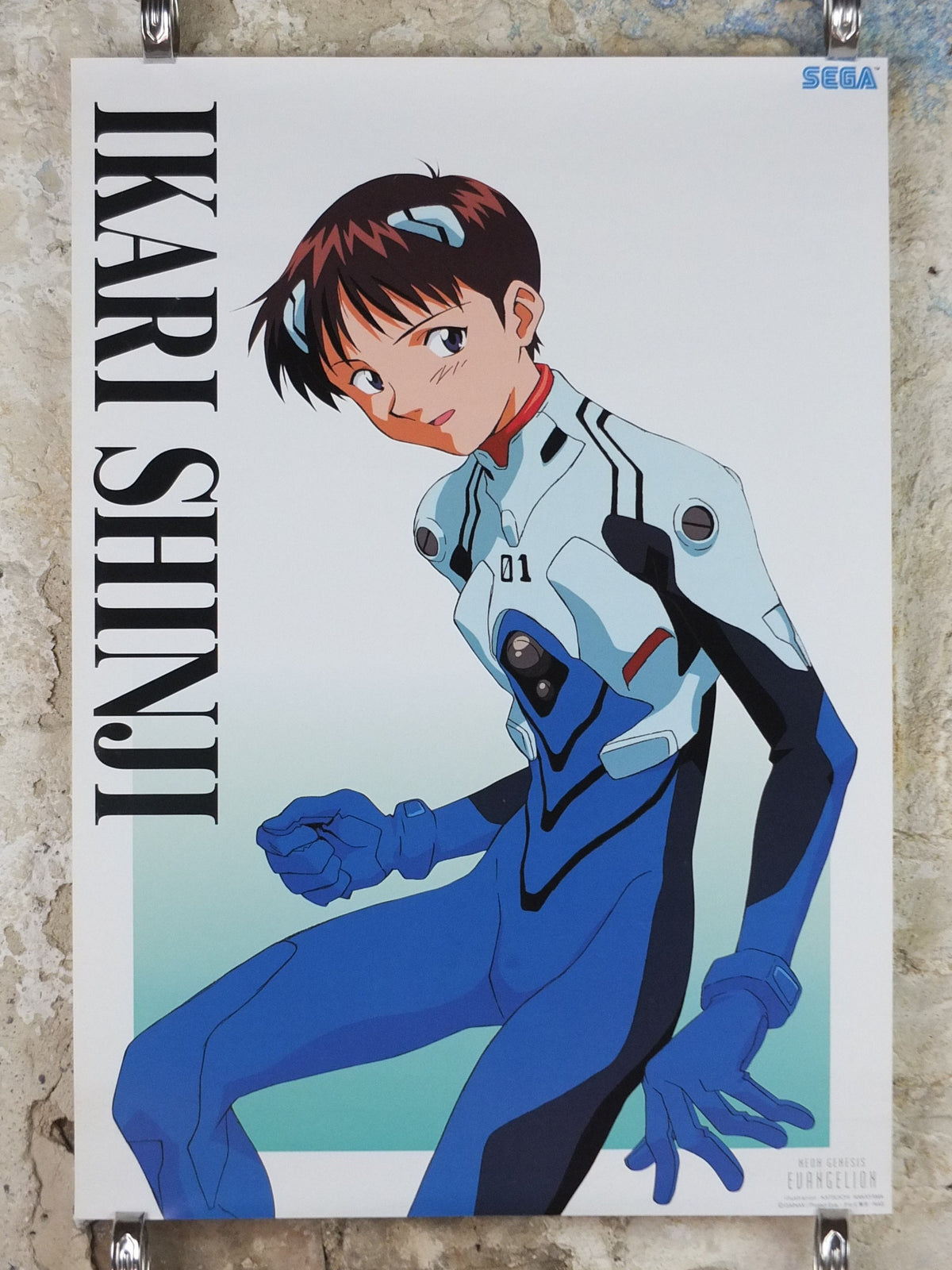 1995 Neon Genesis Evangelion Poster, Ikari Shenji, Eva from SEGA, by Katsuichi Nakayama, Japanese mecha anime TV series, wall art decor