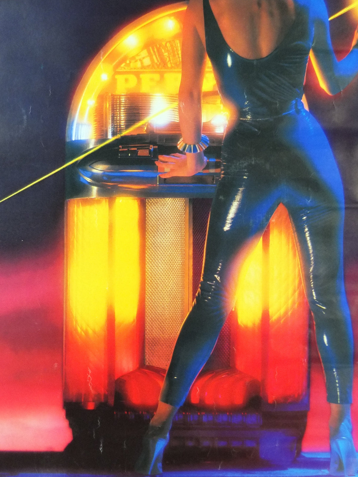 1980s Pernod Poster, Free the Spirit, Woman at Jukebox, apéritif pastis France, alcoholic drink, advertising print wall art decor