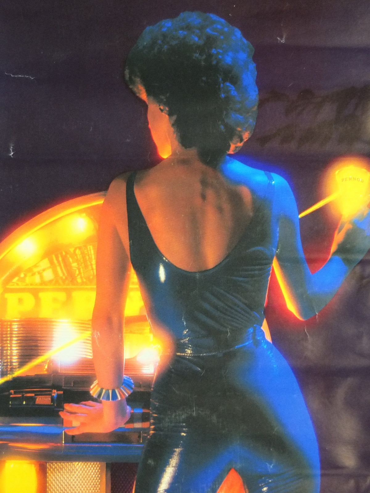 1980s Pernod Poster, Free the Spirit, Woman at Jukebox, apéritif pastis France, alcoholic drink, advertising print wall art decor