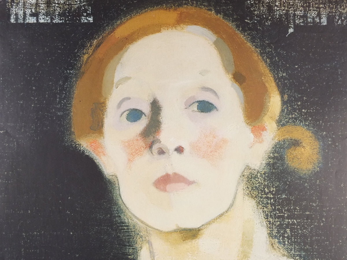1996 Helene Schjerfbeck Poster, Self portrait on black background 1915, Finnish Realism Modernism, artist gallery exhibition, wall art decor