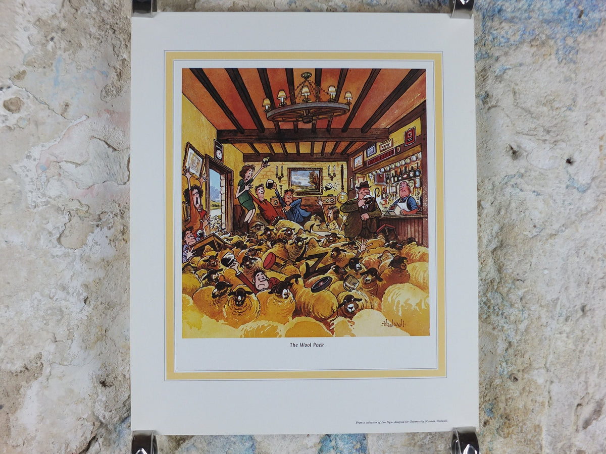 1974 Original Vintage Guinness Poster, The Wool Pack, by Norman Thewell, pub lovers, advertising ale Irish stout print, wall art retro