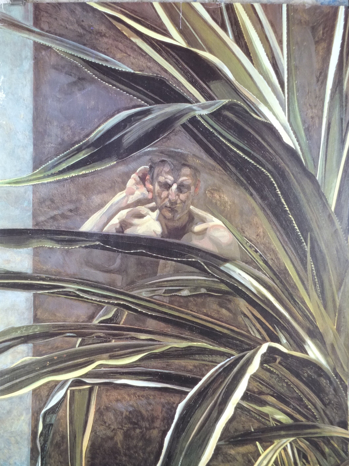 1995 Lucian Freud Poster, Interior With Plant, Reflection Listening, 1968, Maeght, Figurative Realism, gallery exhibition, wall art decor