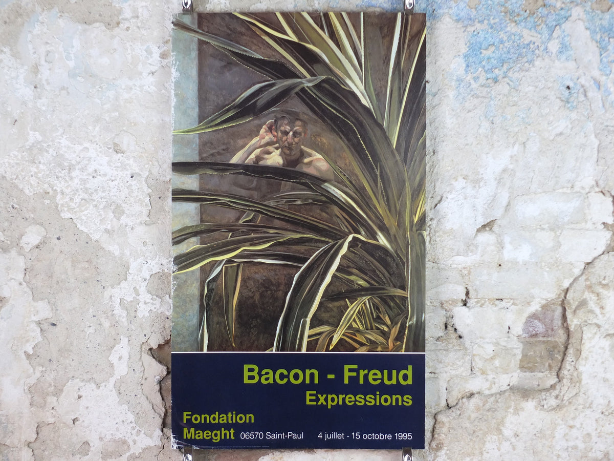 1995 Lucian Freud Poster, Interior With Plant, Reflection Listening, 1968, Maeght, Figurative Realism, gallery exhibition, wall art decor