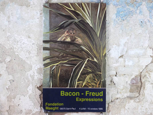 1995 Lucian Freud Poster, Interior With Plant, Reflection Listening, 1968, Maeght, Figurative Realism, gallery exhibition, wall art decor