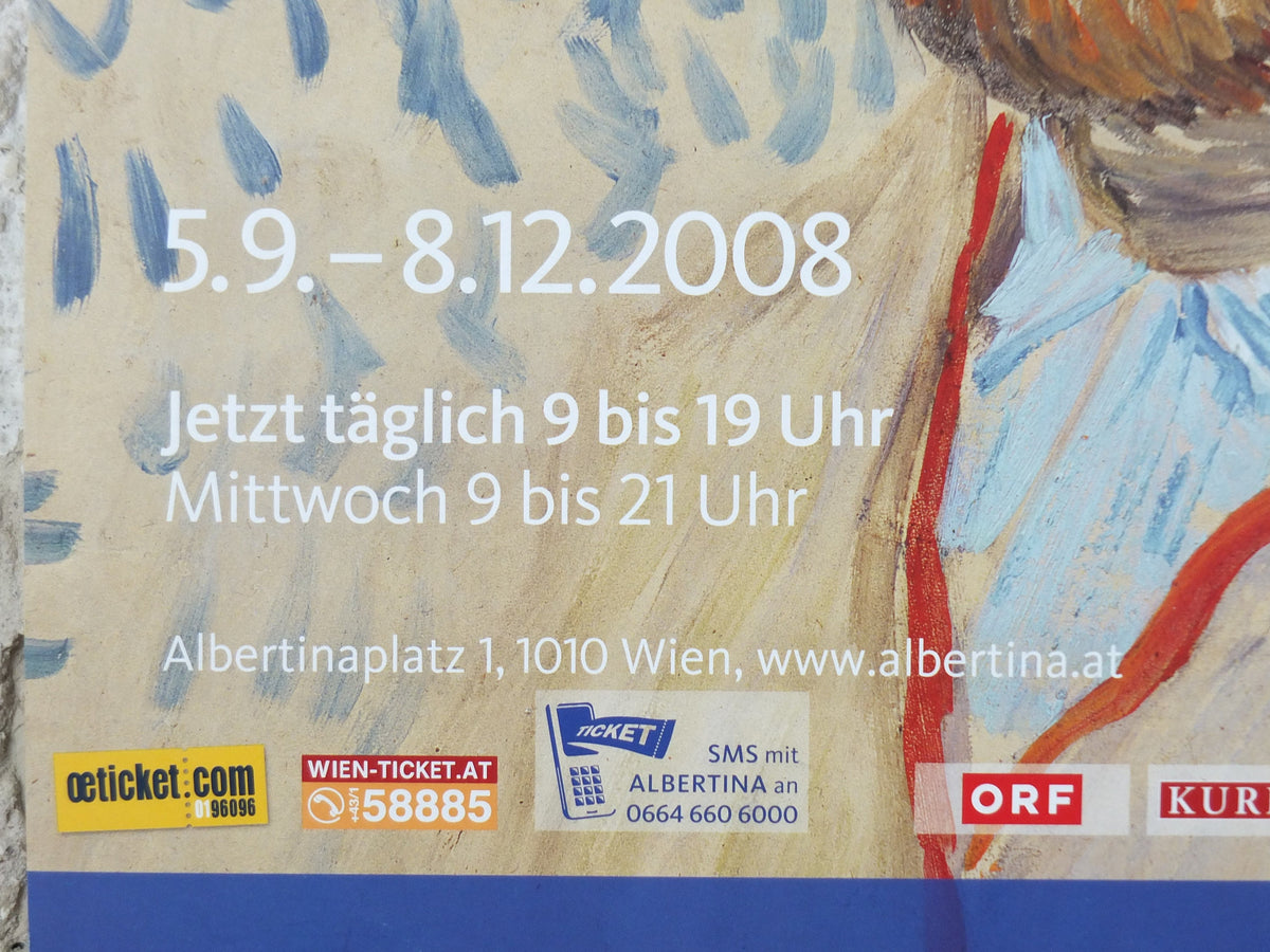 2008 Vincent Van Gogh Poster, Self portrait in straw hat, 1887, Albertina, Wien, Post-Impressionism gallery exhibition, wall art decor