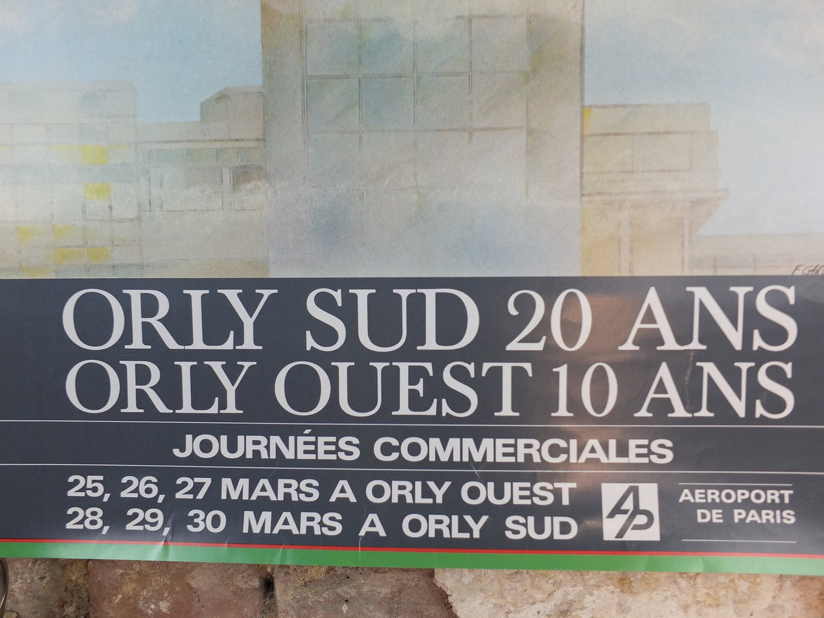 1981 Orly Airport Paris Poster, anniversary of the South (20 years) and West (10 years) airports Aeroport de Paris, Aviation, wall art decor
