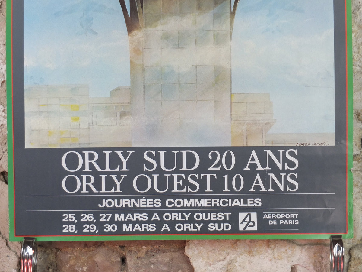 1981 Orly Airport Paris Poster, anniversary of the South (20 years) and West (10 years) airports Aeroport de Paris, Aviation, wall art decor