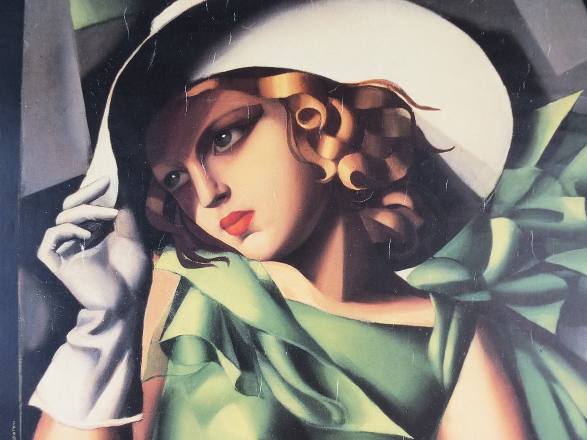 1989 Tamara de Lempicka Poster, "Young Girl in Green" 1927, Art Deco Nouveau cubism neoclassical style, gallery exhibition, wall art decor