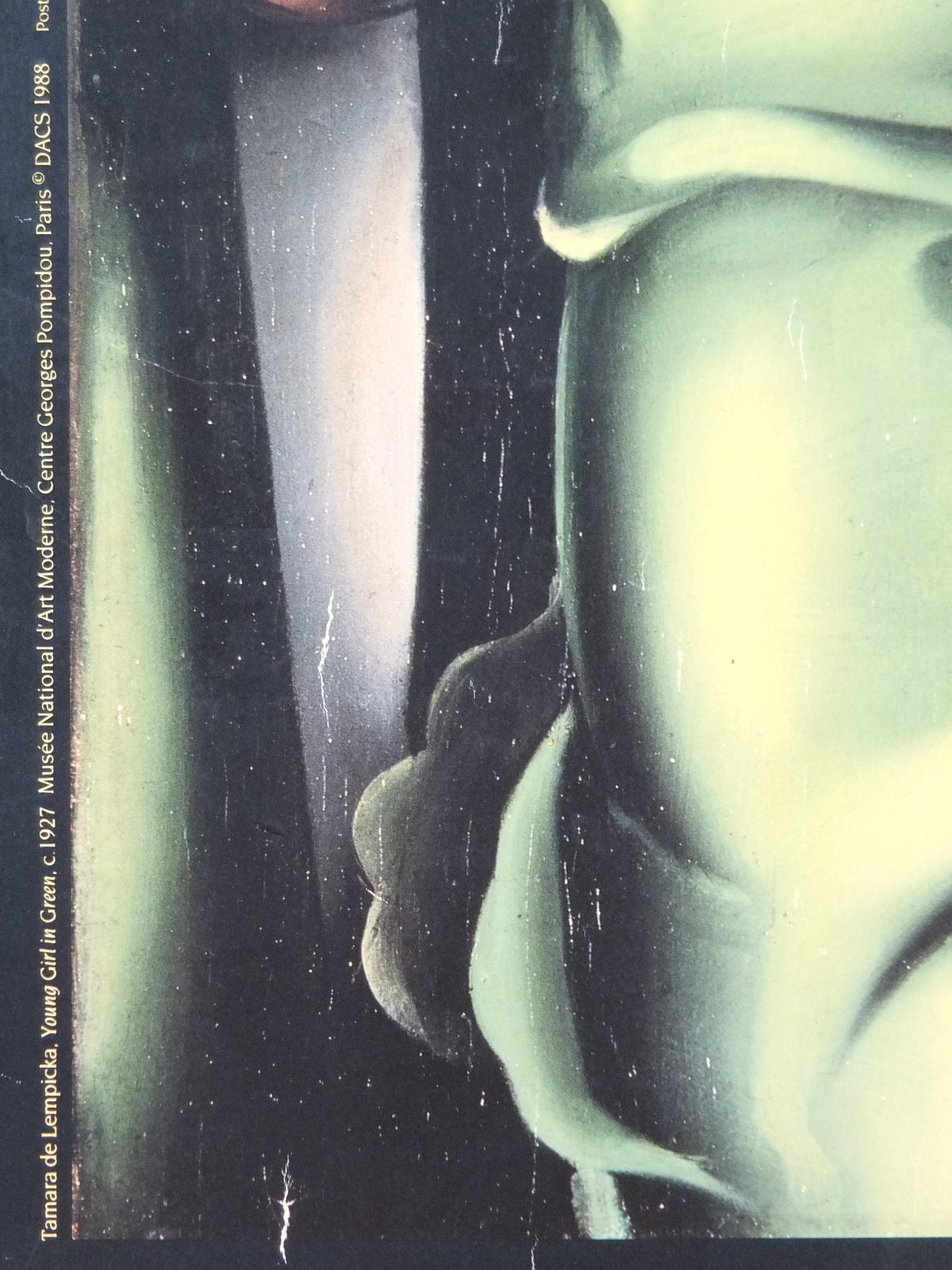 1989 Tamara de Lempicka Poster, "Young Girl in Green" 1927, Art Deco Nouveau cubism neoclassical style, gallery exhibition, wall art decor
