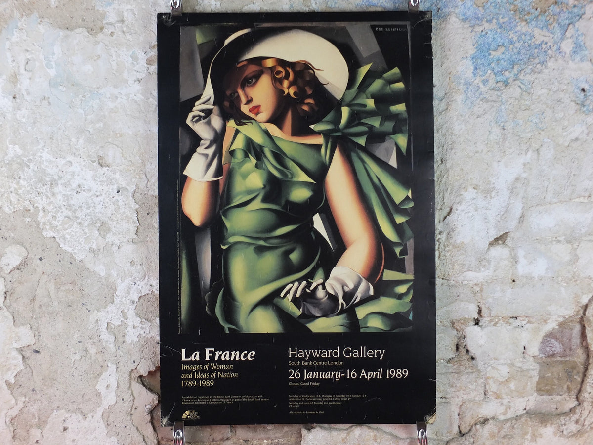 1989 Tamara de Lempicka Poster, "Young Girl in Green" 1927, Art Deco Nouveau cubism neoclassical style, gallery exhibition, wall art decor