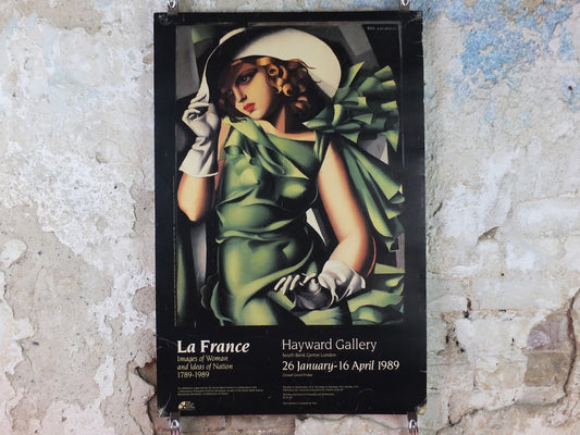 1989 Tamara de Lempicka Poster, "Young Girl in Green" 1927, Art Deco Nouveau cubism neoclassical style, gallery exhibition, wall art decor