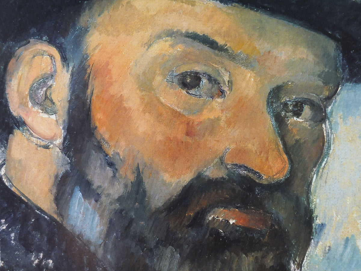 2000 Cezanne Poster, Self portrait with hat, 1885-1886, Kunstforum, Vienna, impressionists, artist gallery exhibition wall art decor