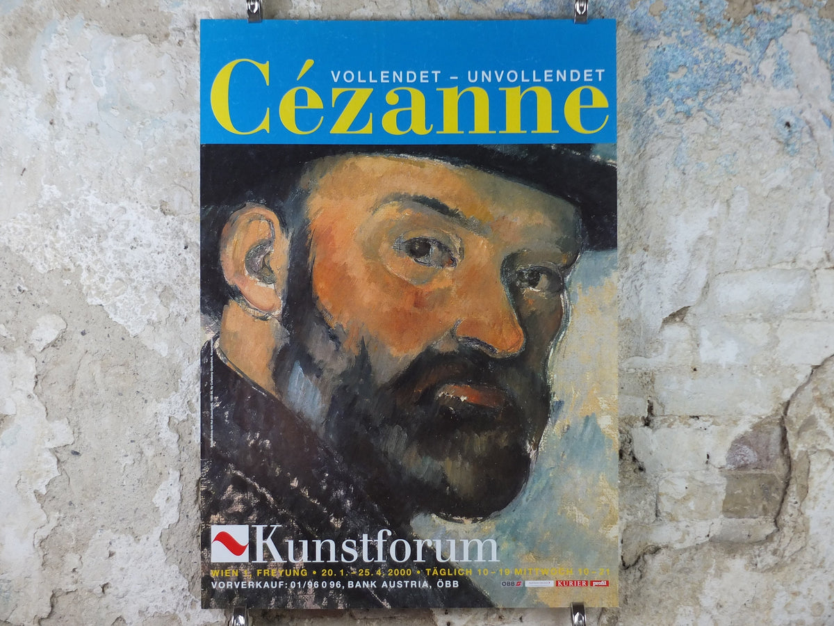 2000 Cezanne Poster, Self portrait with hat, 1885-1886, Kunstforum, Vienna, impressionists, artist gallery exhibition wall art decor