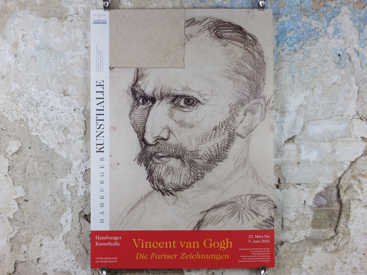 2002 Vincent Van Gogh Poster, "The Paris Drawings" at the Hamburg Art Museum, Post-Impressionism gallery exhibition, wall art decor