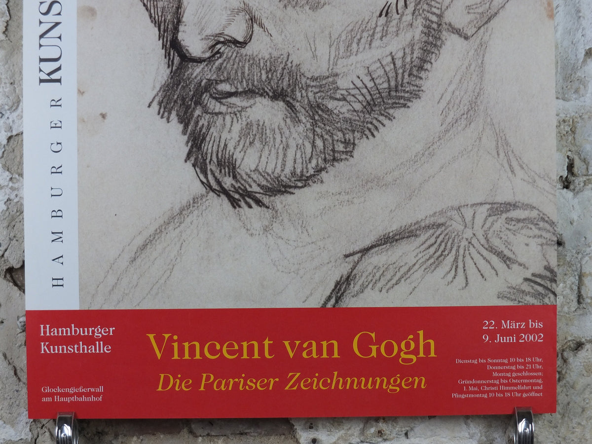 2002 Vincent Van Gogh Poster, "The Paris Drawings" at the Hamburg Art Museum, Post-Impressionism gallery exhibition, wall art decor