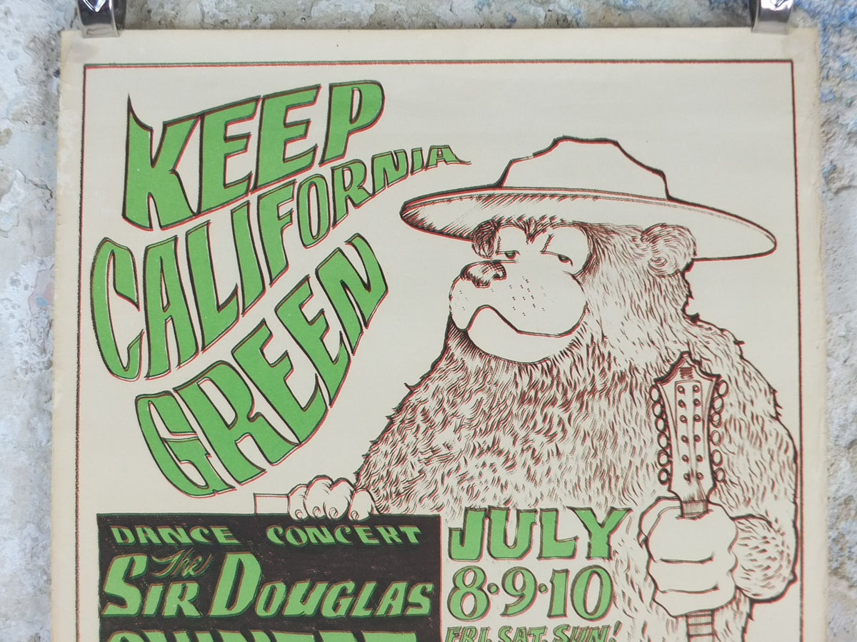 1966 Keep California Green / Sir Douglas Quintet and Everpresent Fullness Poster Avalon Ballroom Psychedelic folk rock music, wall art decor