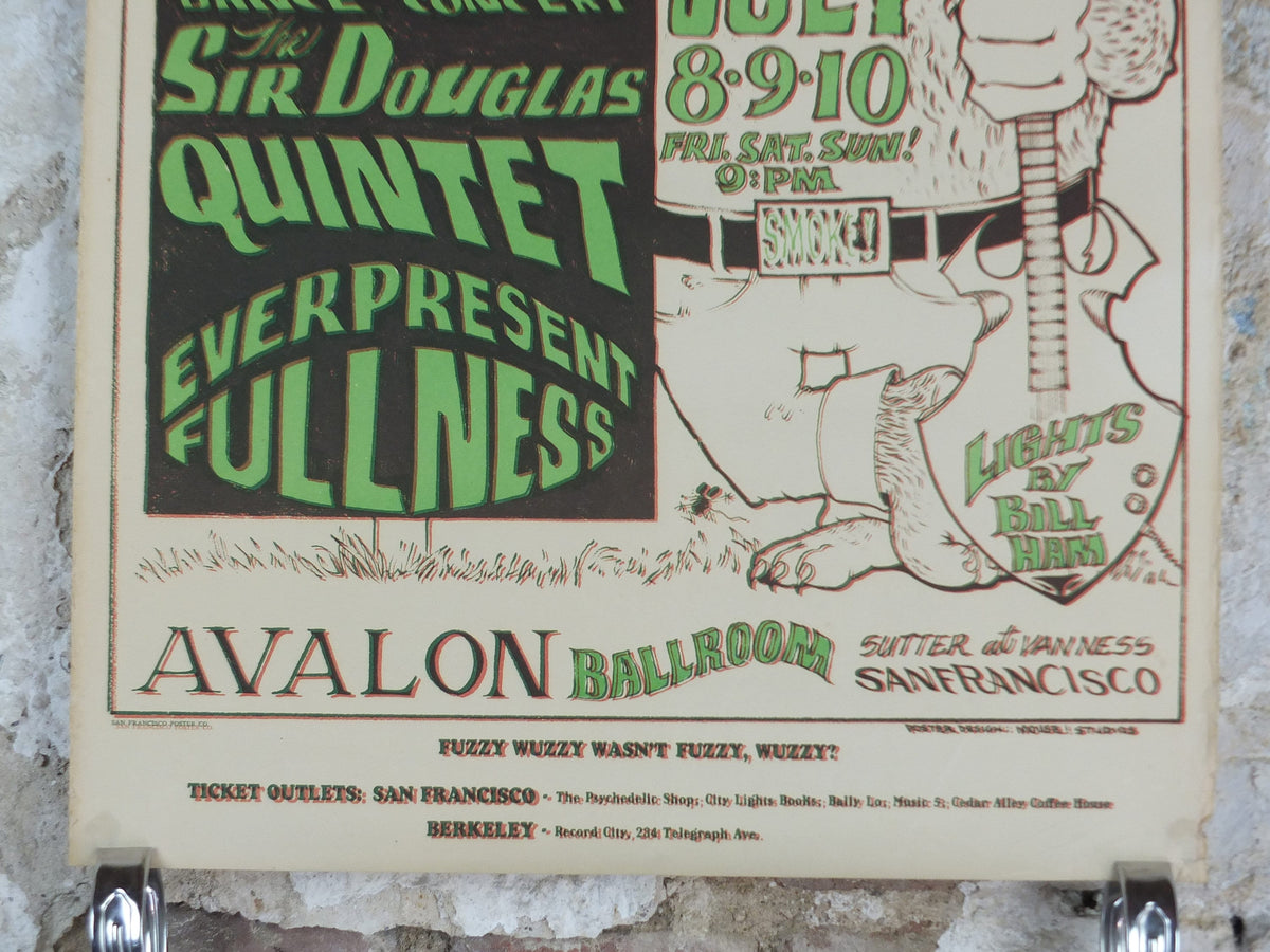1966 Keep California Green / Sir Douglas Quintet and Everpresent Fullness Poster Avalon Ballroom Psychedelic folk rock music, wall art decor