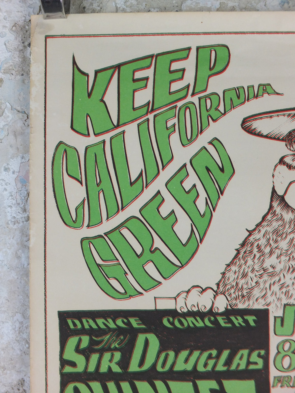 1966 Keep California Green / Sir Douglas Quintet and Everpresent Fullness Poster Avalon Ballroom Psychedelic folk rock music, wall art decor