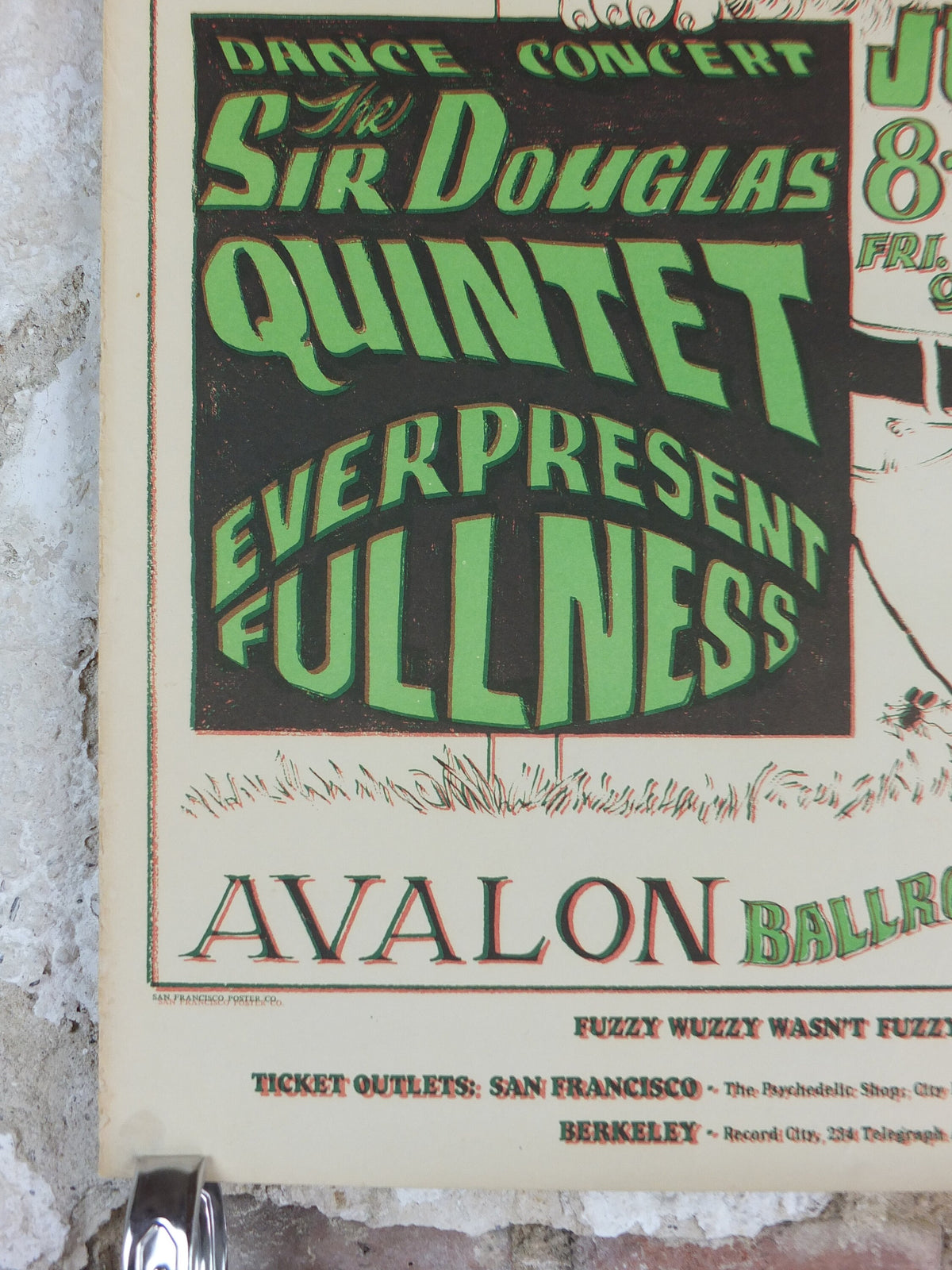 1966 Keep California Green / Sir Douglas Quintet and Everpresent Fullness Poster Avalon Ballroom Psychedelic folk rock music, wall art decor