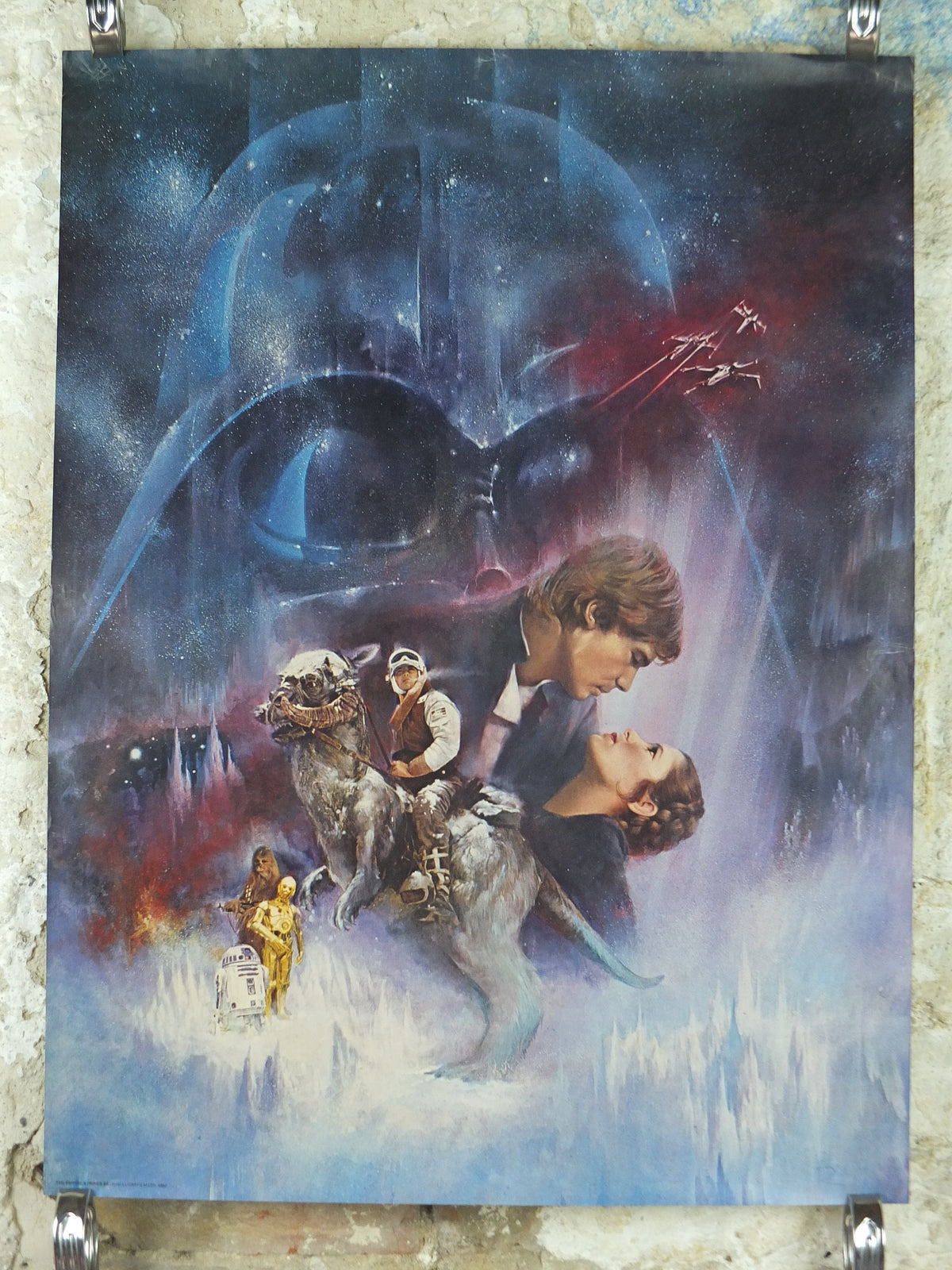 1980 The Empire Strikes Back Star Wars Poster, Lucasfilm, Mark Hamill Harrison Ford Carrie Fisher, wall art cinema film memorabilia