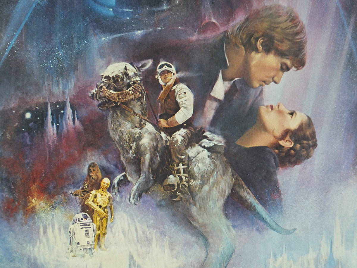 1980 The Empire Strikes Back Star Wars Poster, Lucasfilm, Mark Hamill Harrison Ford Carrie Fisher, wall art cinema film memorabilia
