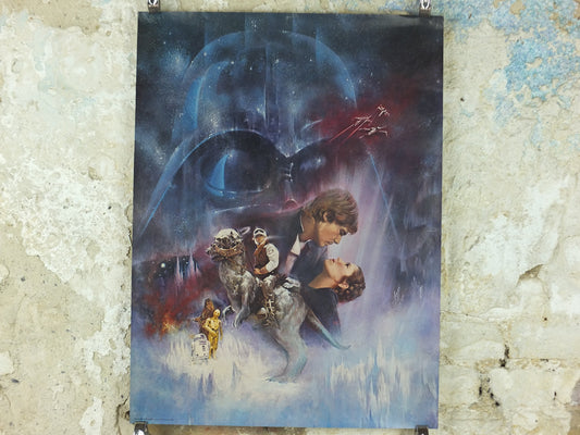1980 The Empire Strikes Back Star Wars Poster, Lucasfilm, Mark Hamill Harrison Ford Carrie Fisher, wall art cinema film memorabilia