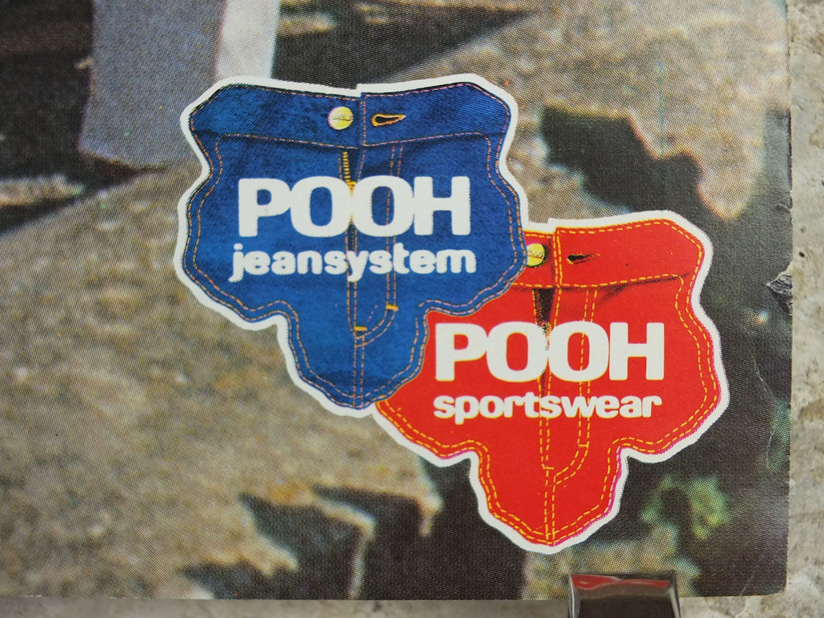 1983 Pooh Jeans Poster, Pooh Jeans System, Pooh Sportswear, Italy style chic fashion, advertising retro wall art decor