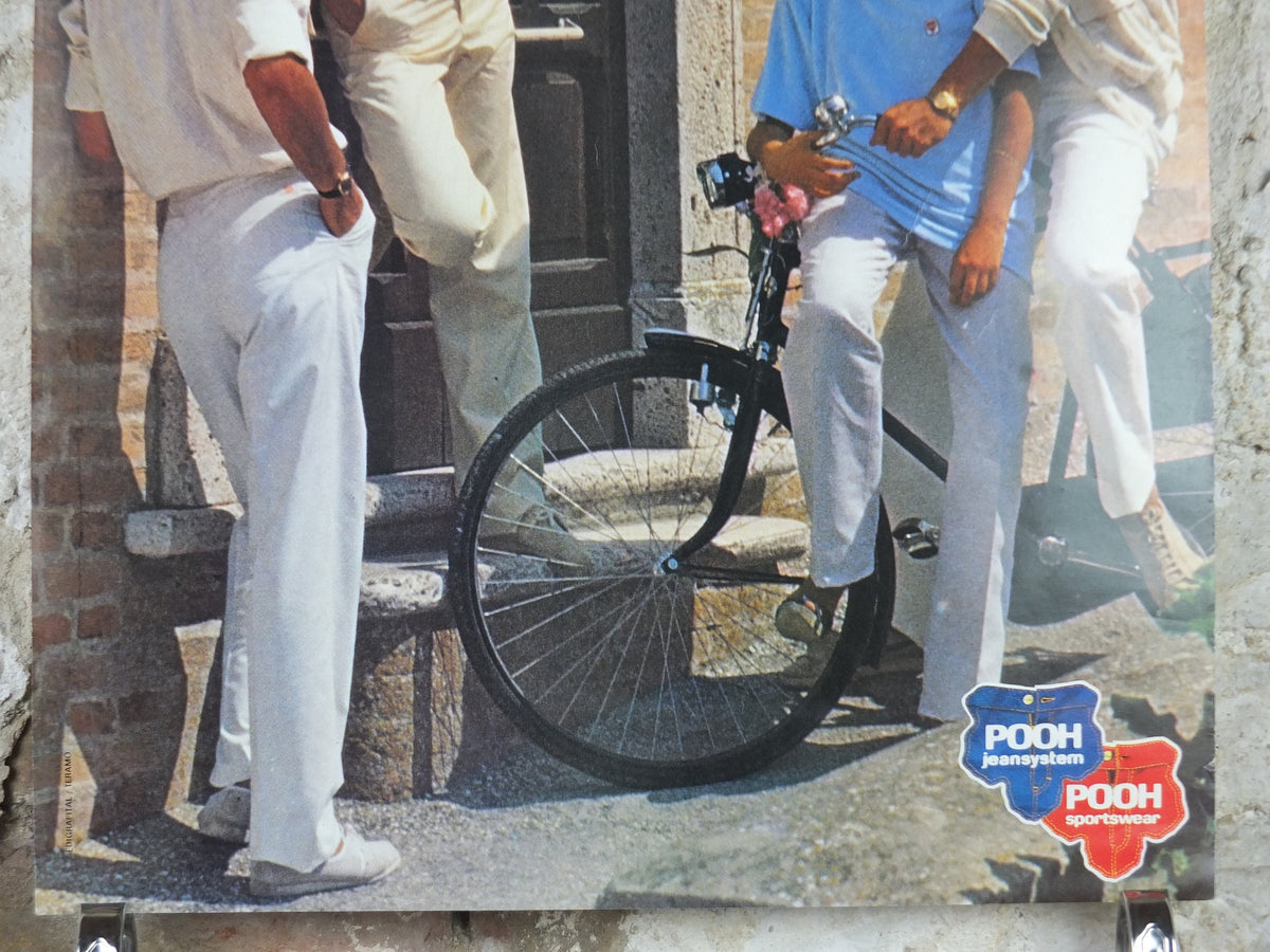 1983 Pooh Jeans Poster, Pooh Jeans System, Pooh Sportswear, Italy style chic fashion, advertising retro wall art decor