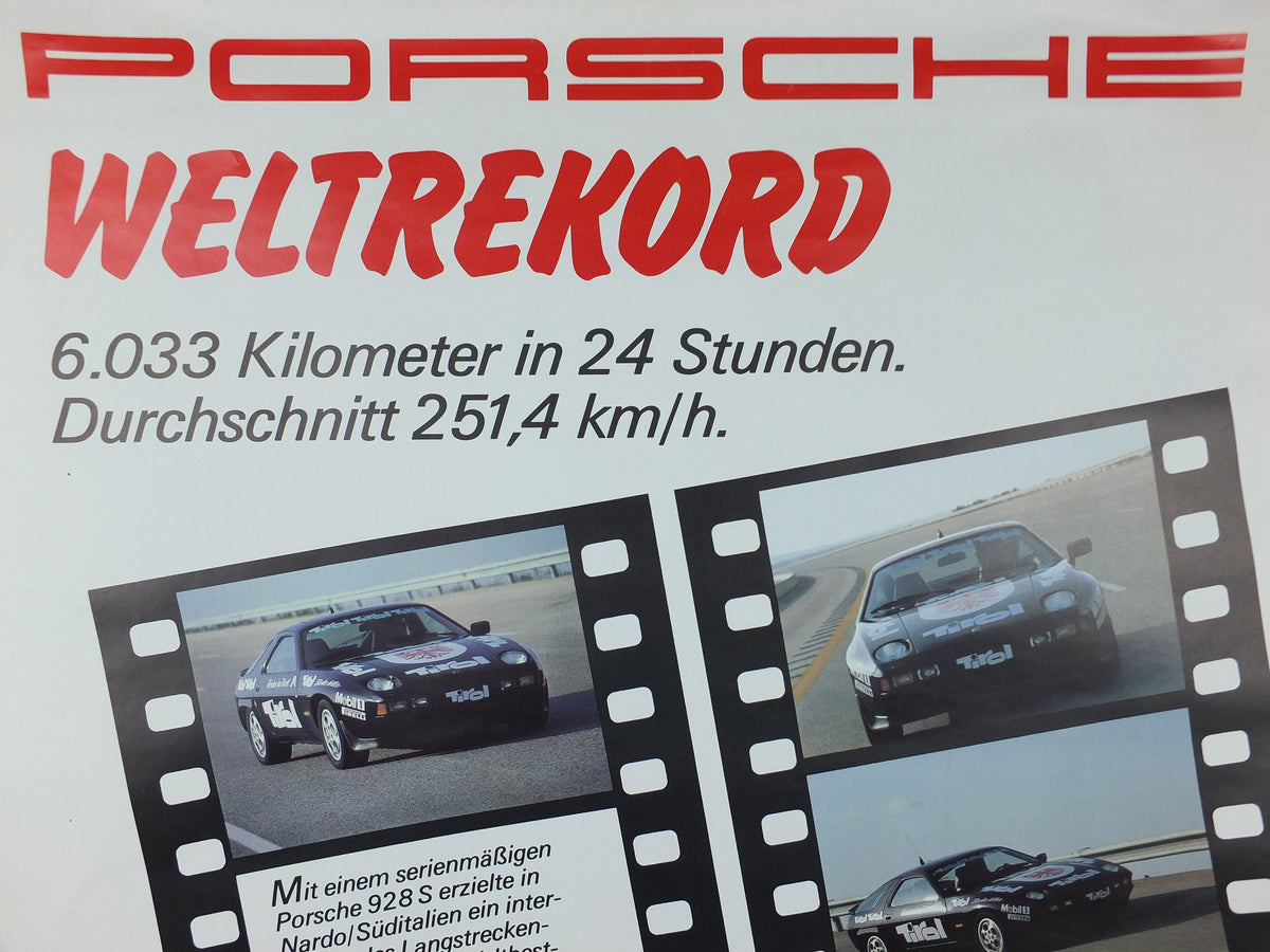 1983 Porsche 928S Poster, World Record, WeltreKord WWM319610, 6033 km in 24, Germany, Dr Ing, motorsport, formula racing car wall art decor