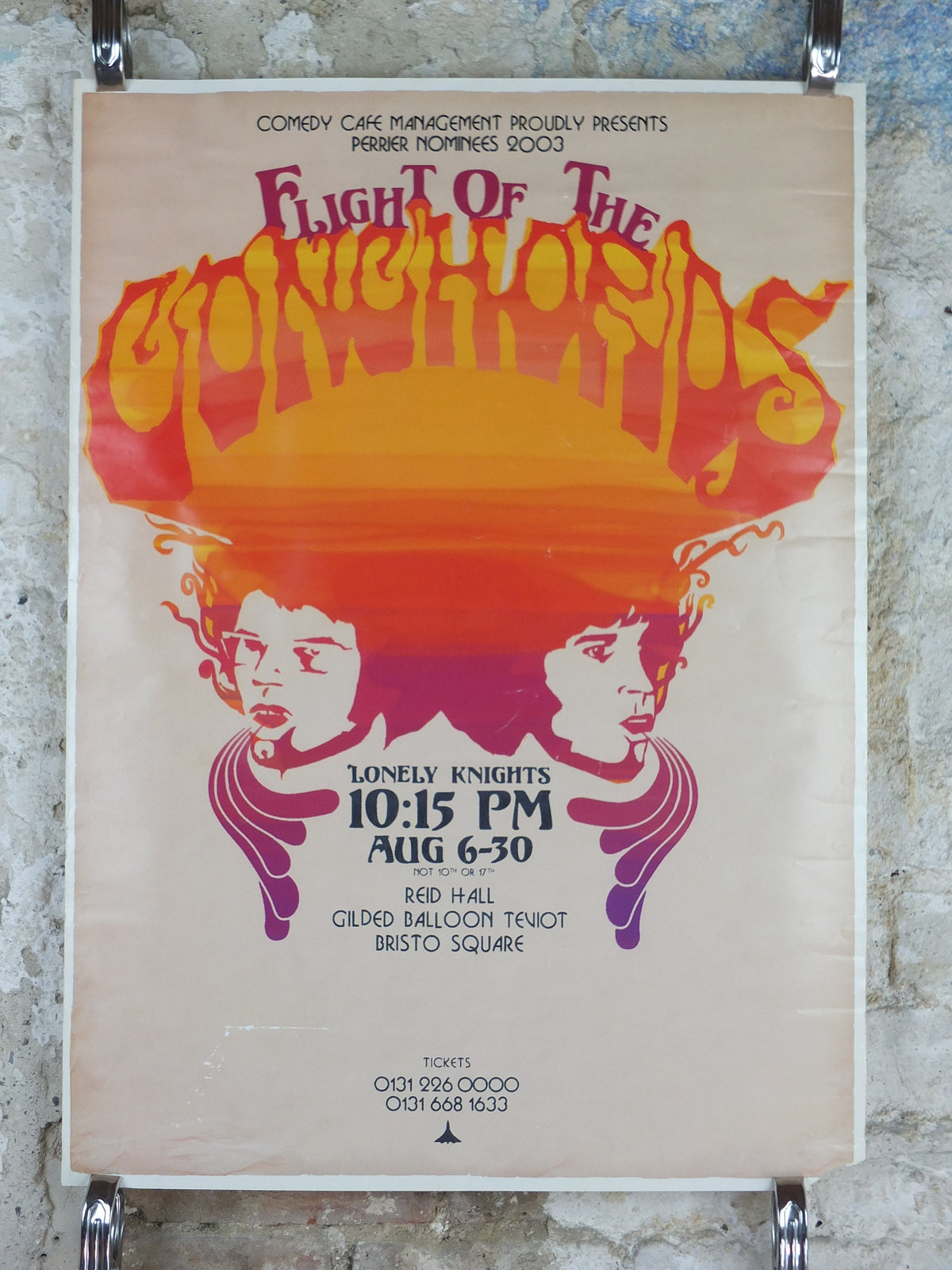 2003 Flight of the Conchords Poster, Lonely Knights, Edinburgh Fringe, Jemaine Clement, Bret McKenzie, folk rock music, wall art decor