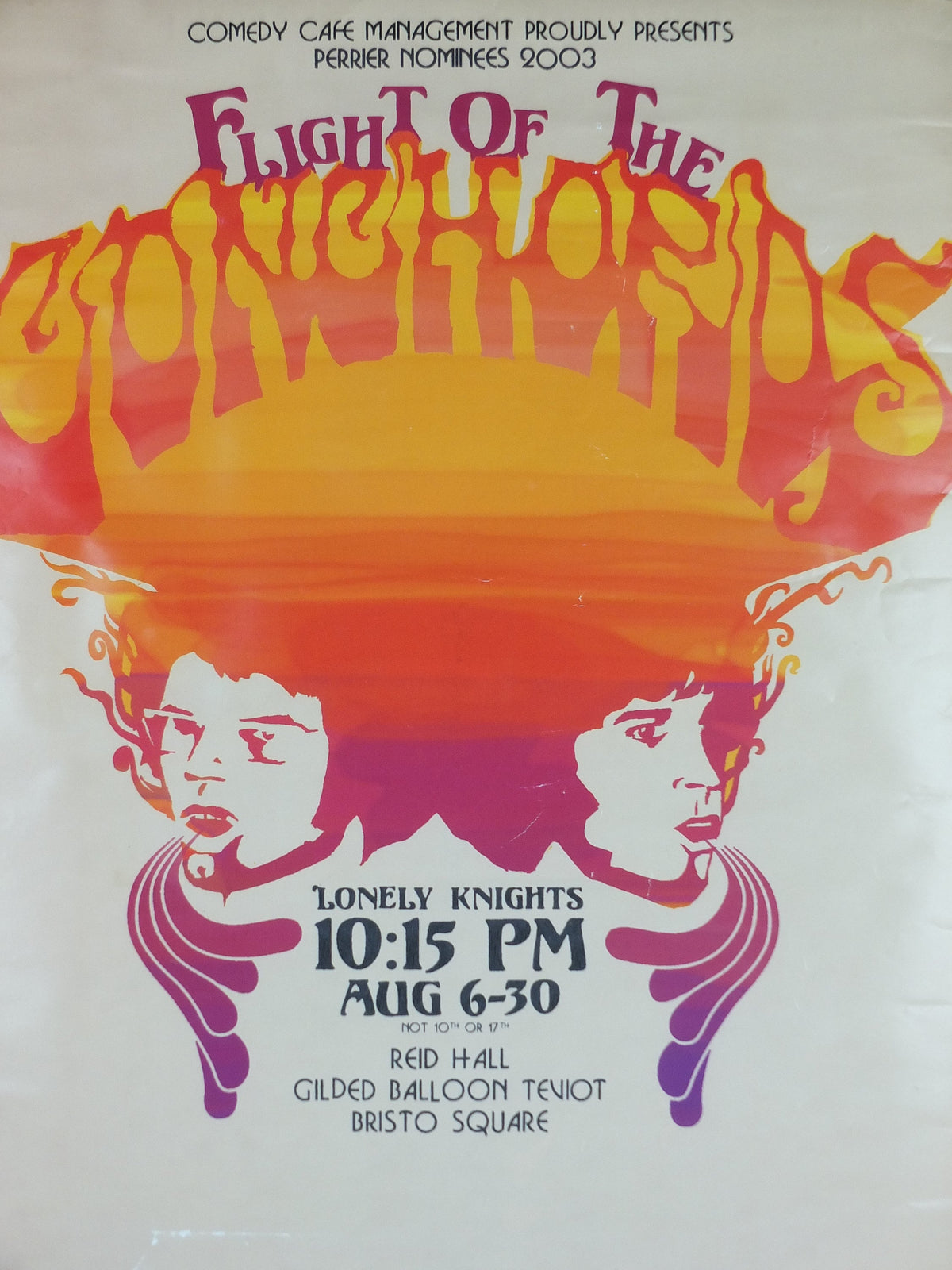 2003 Flight of the Conchords Poster, Lonely Knights, Edinburgh Fringe, Jemaine Clement, Bret McKenzie, folk rock music, wall art decor
