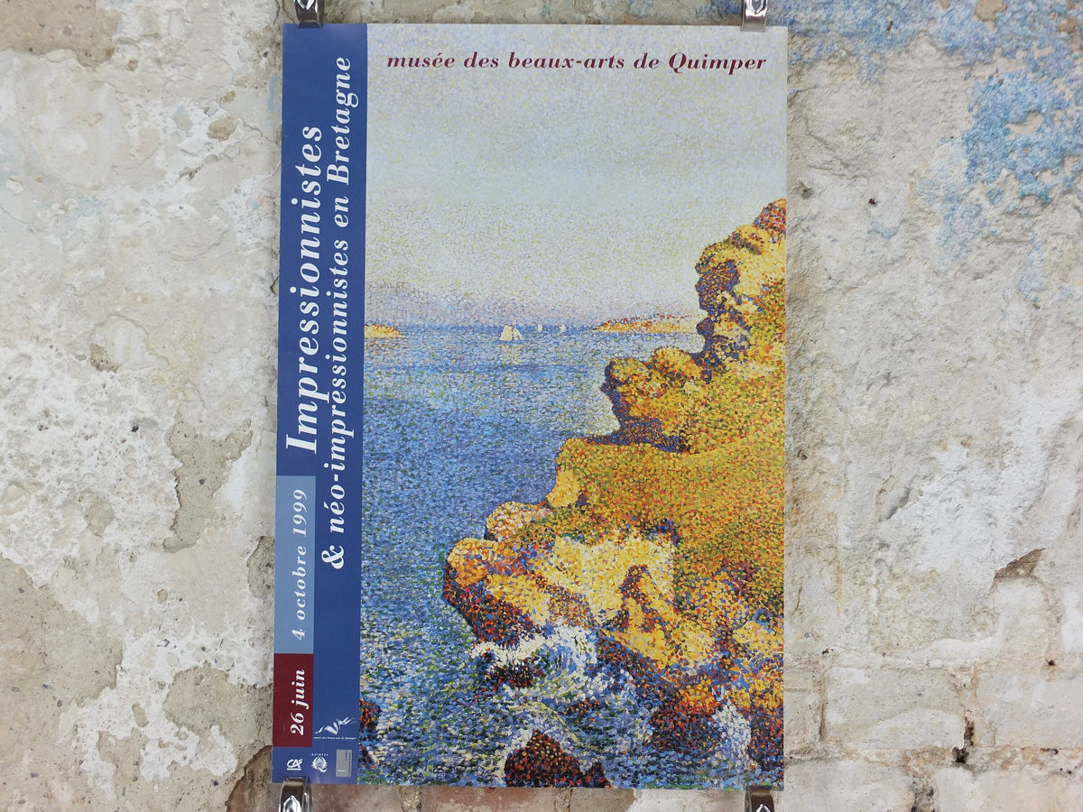 1999 Impressionists and Neoimpressionists of Brittany Poster, musee des beaux arts de Quimper, Pointillism gallery exhibition wall art decor