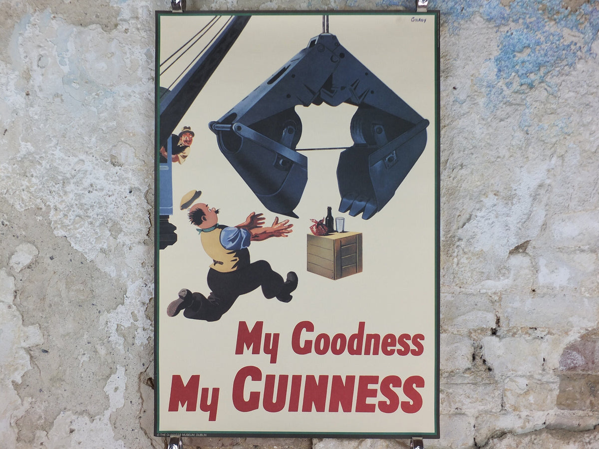 1990s Guinness Poster, My Goodness My Guinness, vintage from Guinness Museum, 1938 Advertising campaign Wall art by Gilroy retro 1990s