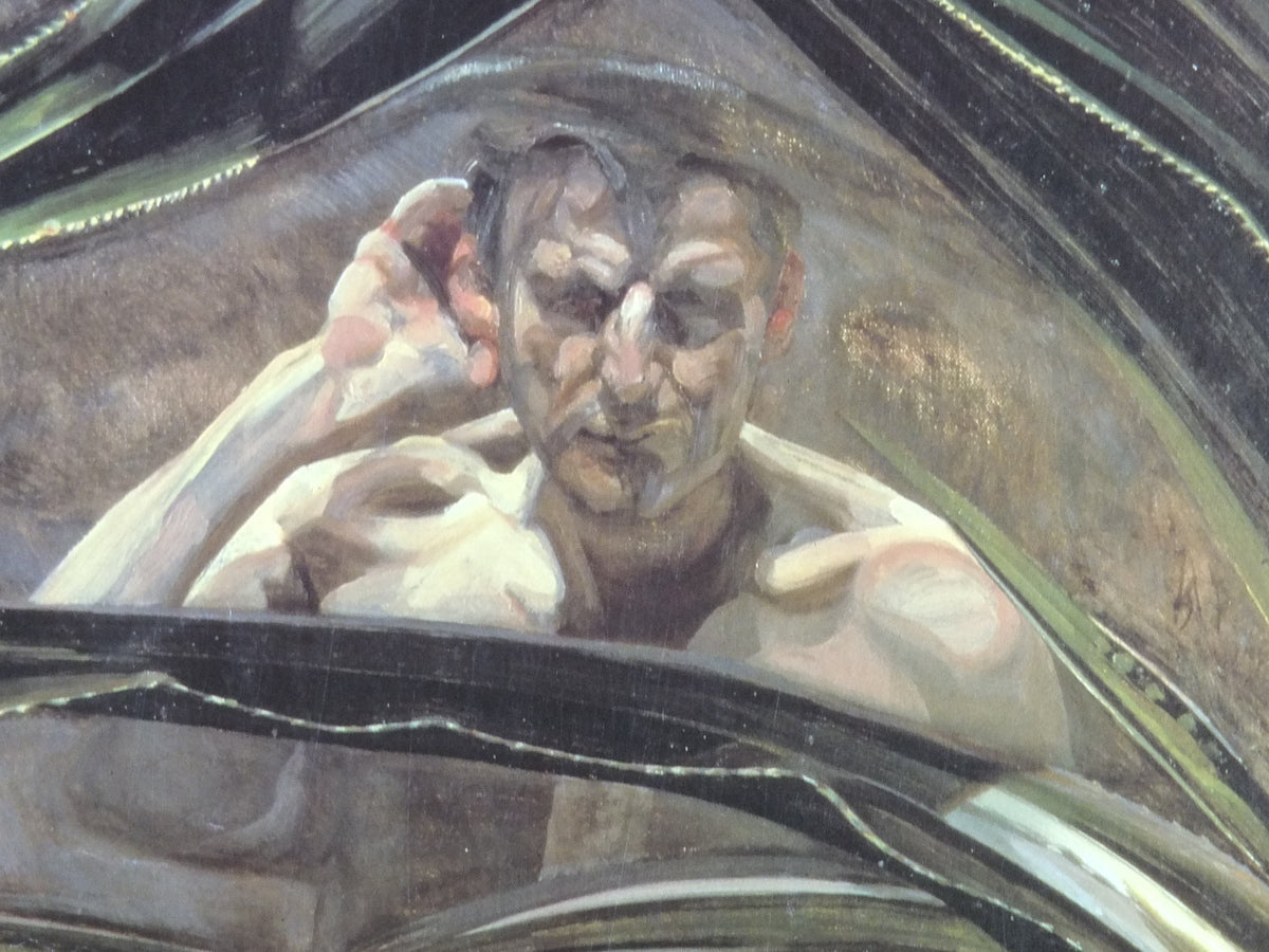 1995 Lucian Freud Poster, Interior With Plant, Reflection Listening, 1968, Maeght, Figurative Realism, gallery exhibition, wall art decor