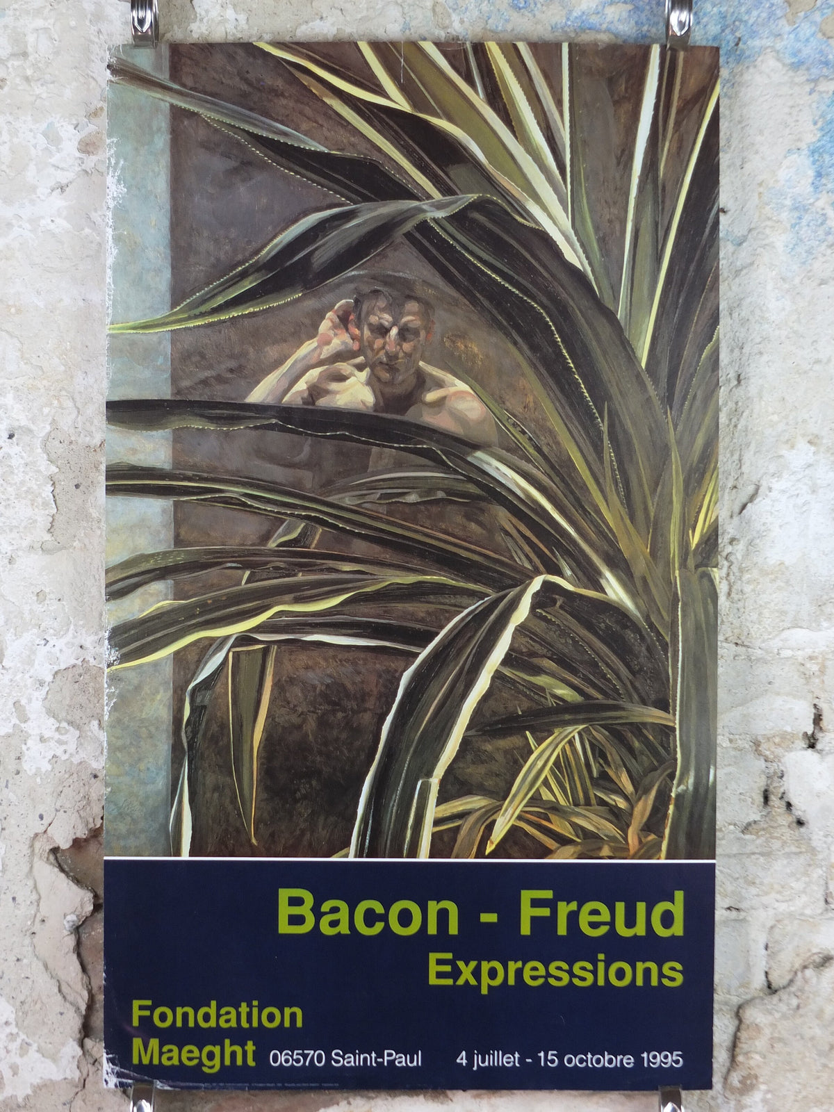 1995 Lucian Freud Poster, Interior With Plant, Reflection Listening, 1968, Fondation Maeght, Figurative Realism, gallery exhibition, wall art decor Francis Bacon