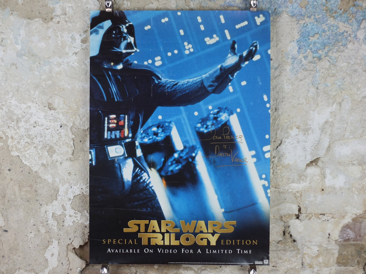 Signed 1997 Darth Vader Poster, David Prowse signed, Star Wars Trilogy, Return of the Jedi Special Edition, wall art film memorabilia